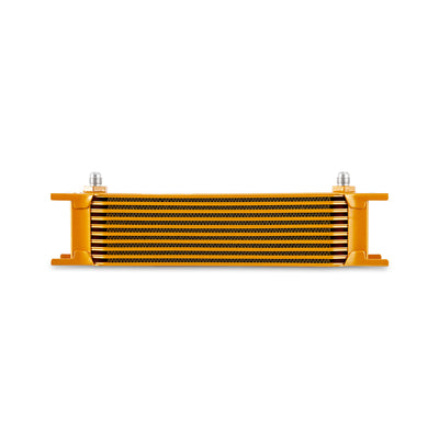 Universal -6AN 10 Row Oil Cooler - Gold <br> 12.95 L X 1.97 W X 3.8 in H