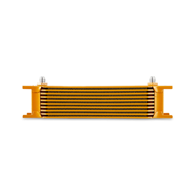 Universal -6AN 10 Row Oil Cooler - Gold <br> 12.95 L X 1.97 W X 3.8 in H