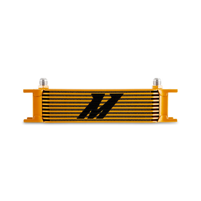 Universal -8AN 10 Row Oil Cooler - Gold <br> 12.95 L X 1.97 W X 3.8 in H