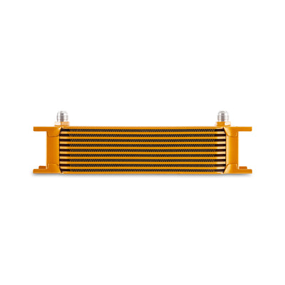 Universal -8AN 10 Row Oil Cooler - Gold <br> 12.95 L X 1.97 W X 3.8 in H
