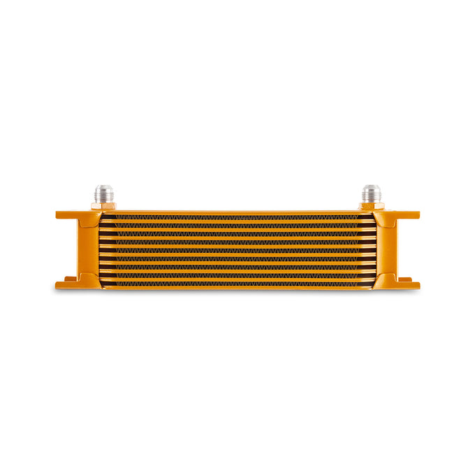 Universal -8AN 10 Row Oil Cooler - Gold <br> 12.95 L X 1.97 W X 3.8 in H