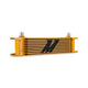 Universal -8AN 10 Row Oil Cooler - Gold <br> 12.95 L X 1.97 W X 3.8 in H