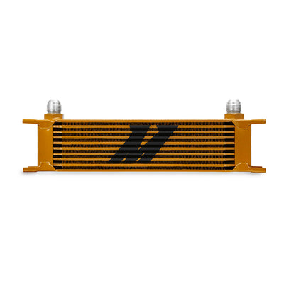 Universal 10 Row Oil Cooler - Gold <br> 3.8 L X 1.97 W X 12.95 in H