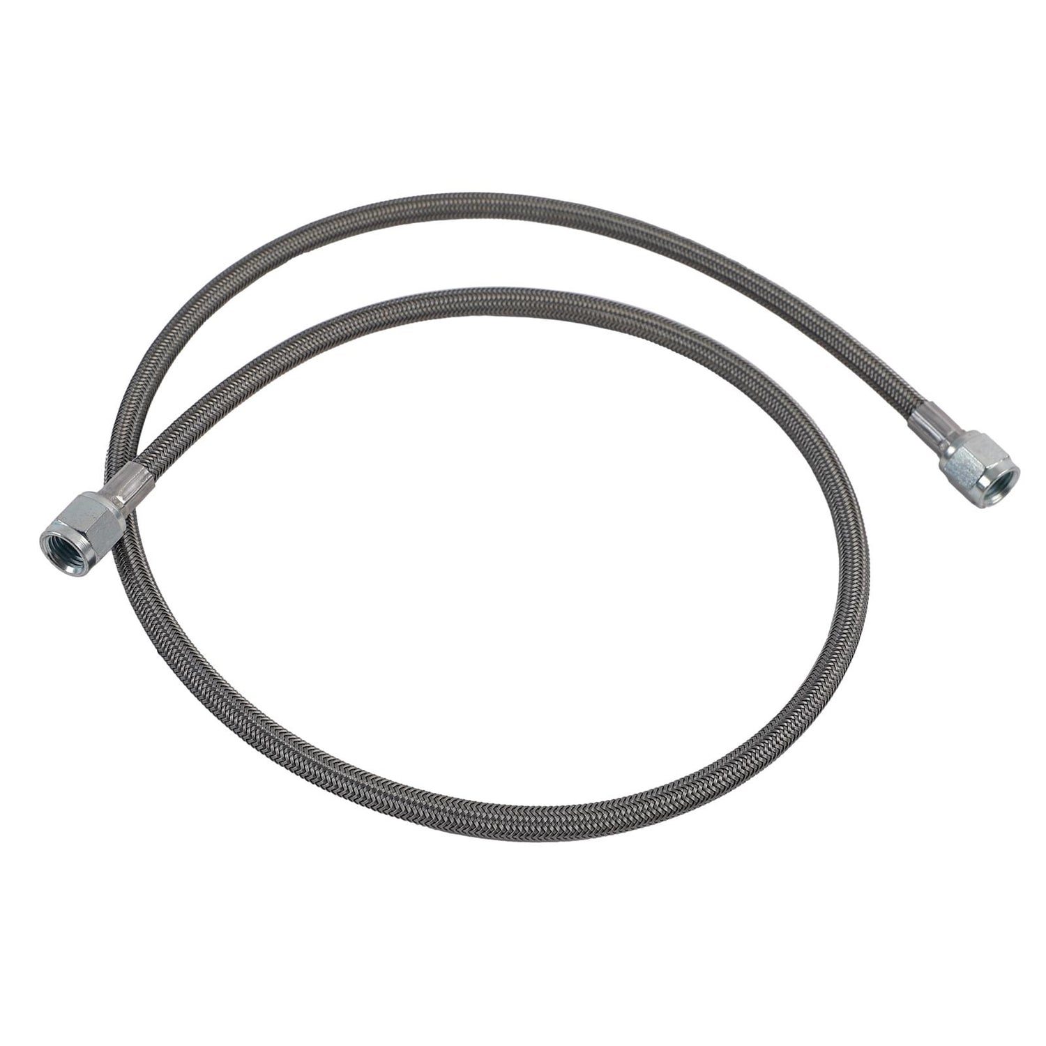 6 in Stainless Steel Braided Line <br> Hose End 2: -4 AN Female threads