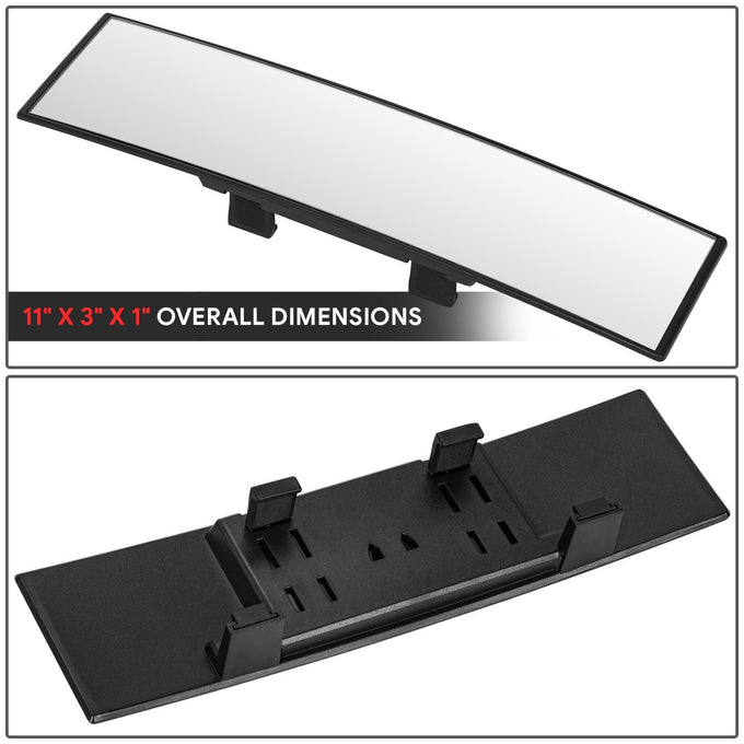 Clip-On Convex Panoramic Broad Rear View Mirror <BR> 11 in. X 3 in. X 1 in.