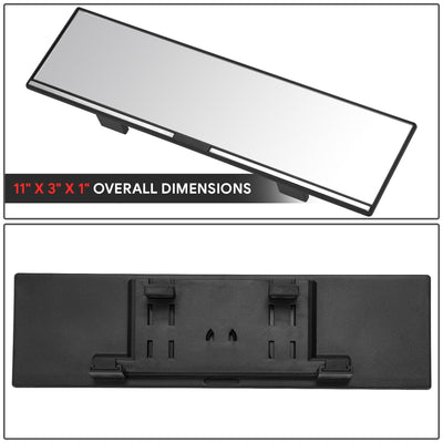 Clip-On Flat Panoramic Broad Rear View Mirror <BR> 11 in. X 3 in. X 1 in.