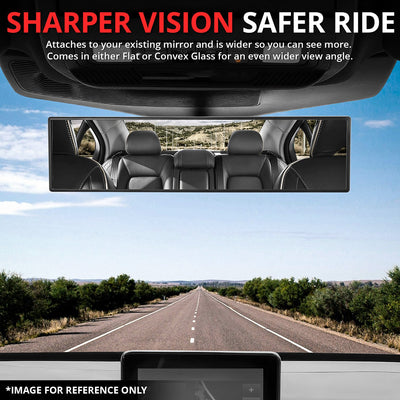 Clip-On Convex Panoramic Broad Rear View Mirror <BR> 11.8 in. X 3 in. X 1 in.