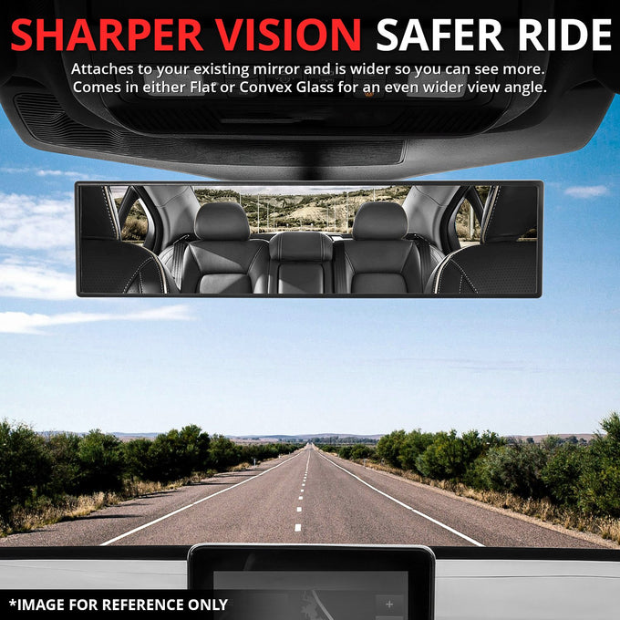 Clip-On Convex Panoramic Broad Rear View Mirror <BR> 11.8 in. X 3 in. X 1 in.