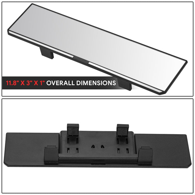 Clip-On Flat Panoramic Broad Rear View Mirror <BR> 11.8 in. X 3 in. X 1 in.