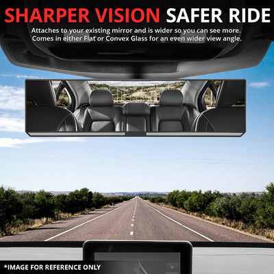 Clip-On Flat Panoramic Broad Rear View Mirror <BR> 11.8 in. X 3 in. X 1 in.