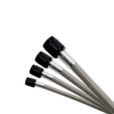 4AN 18in Stainless Braided SHO Hose <br> With Black 3AN Ends - One End