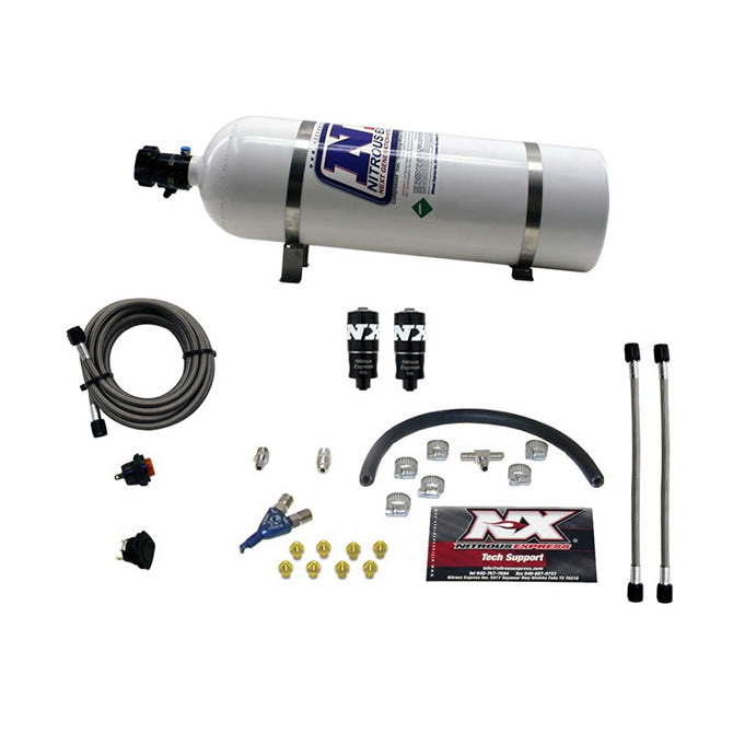 Hitman Single Nozzle Nitrous Kit <br> 35-75HP w/15lb Bottle