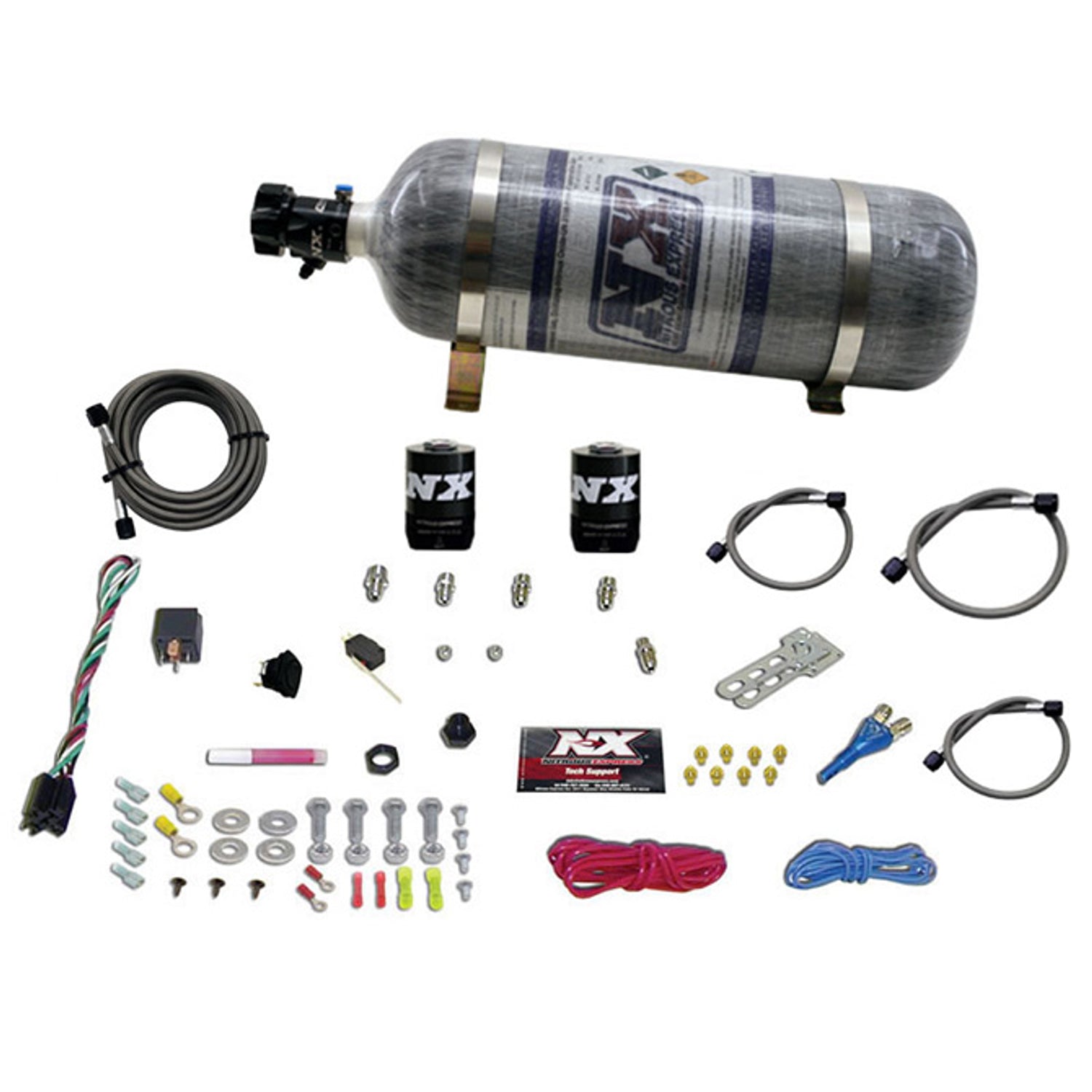 Single Nozzle Nitrous Kit w/Composite Bottle <br> 100-250HP Rated