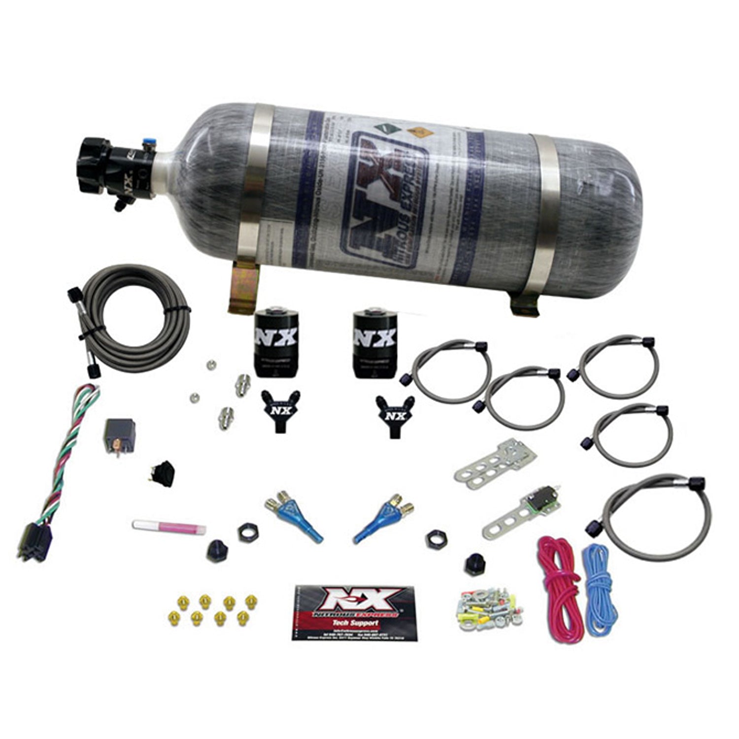 Dual Nozzle Nitrous Kit w/Composite Bottle <br> 100-300HP Rated