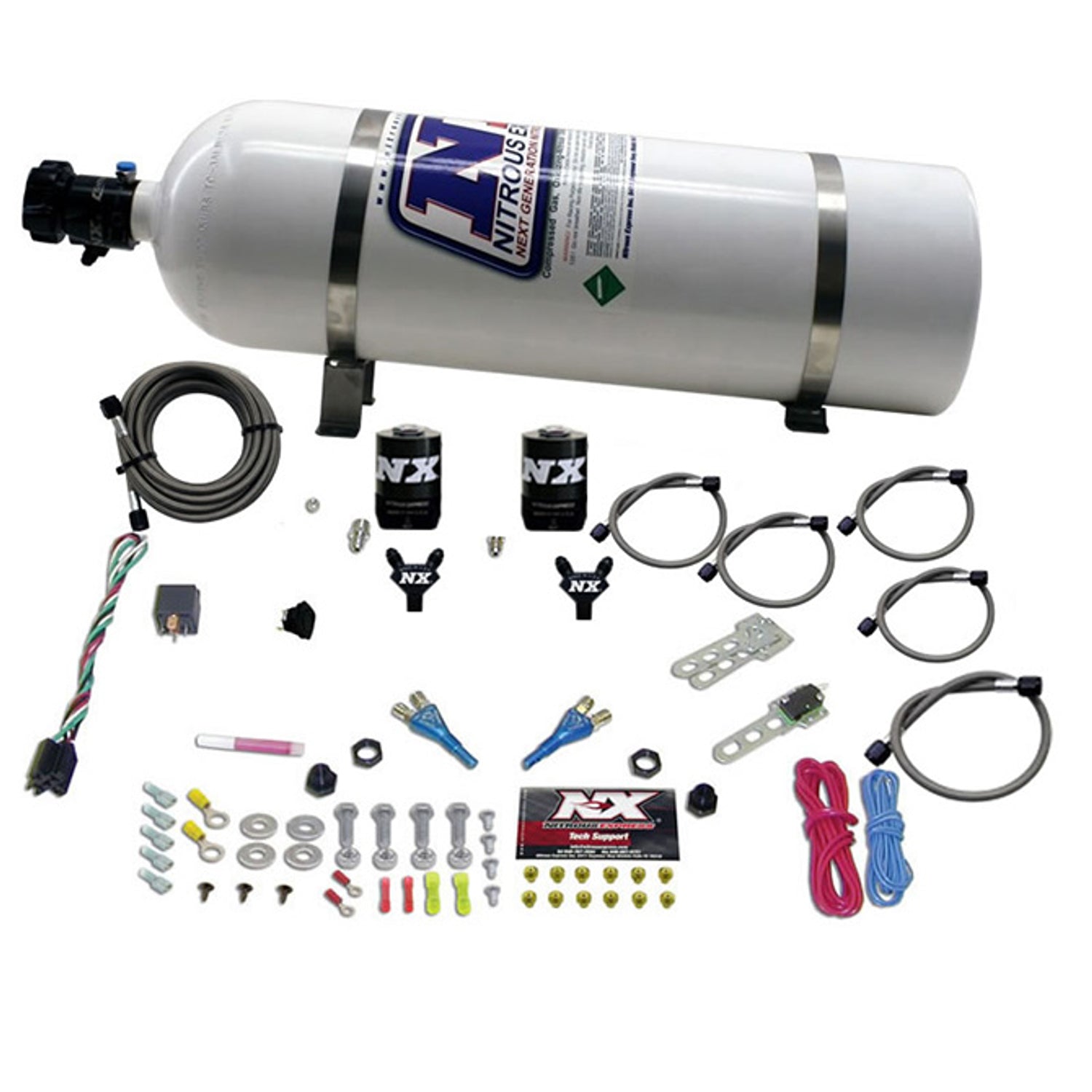 Dual Nozzle Sport Compact Nitrous Kit <br> 35-50-75HP w/15lb Bottle