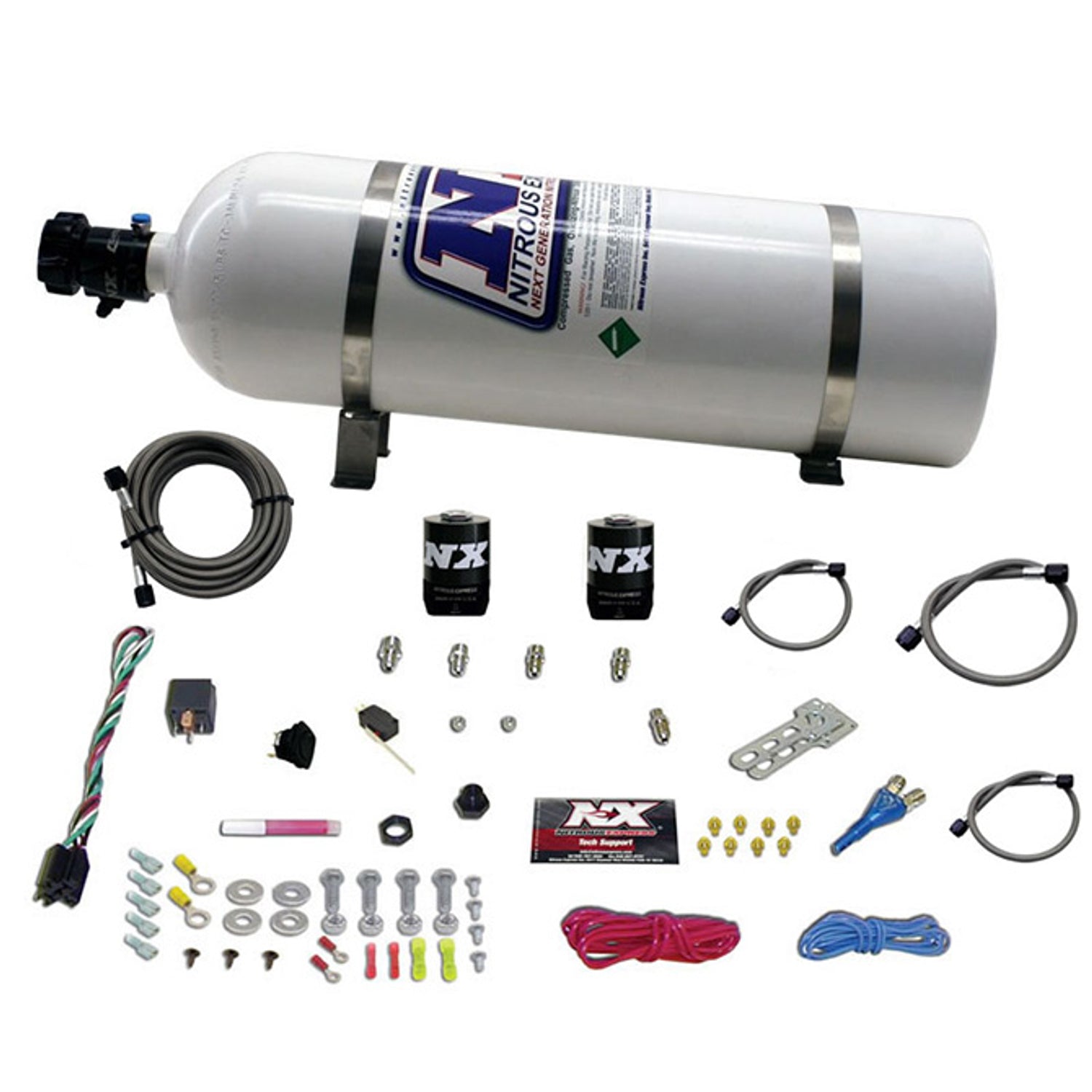 Single Nozzle Nitrous Kit w/15lb Bottle <br> For All Ford EFI