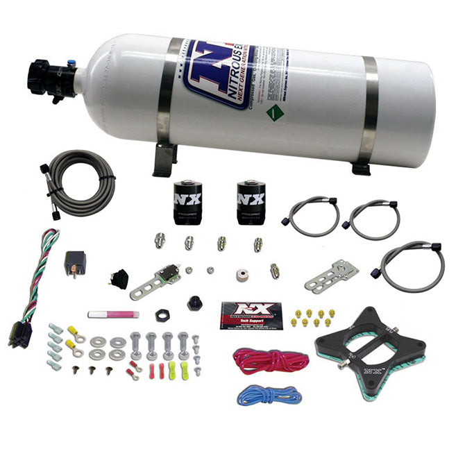 2 Valve Nitrous Plate Kit w/15lb Bottle <br> 92-14 Ford F/E-150/250 Mustang Expedition Explorer