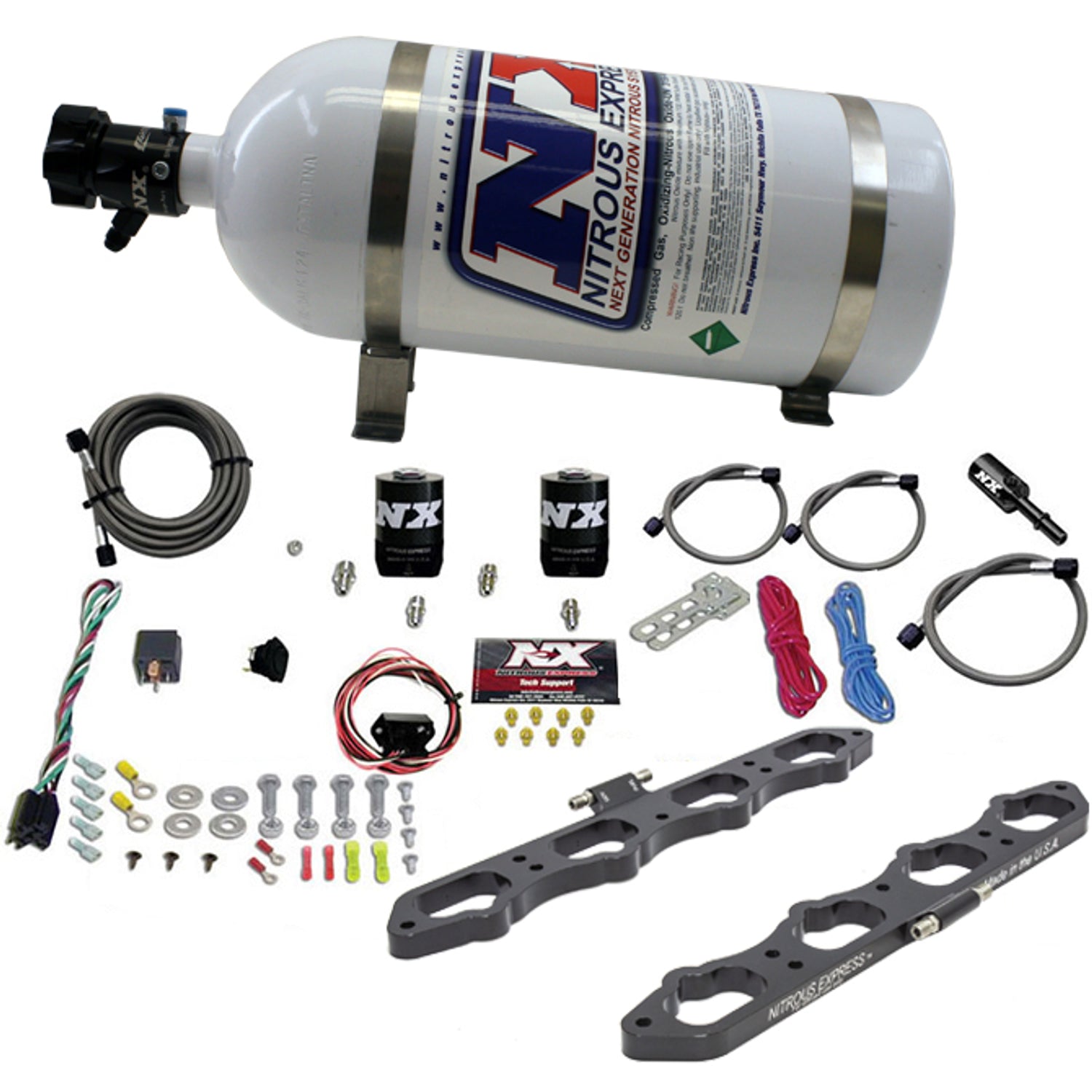 Nitrous Wet Port Plate Kit w/10lb Bottle <br> Ford Coyote 5.0L V8