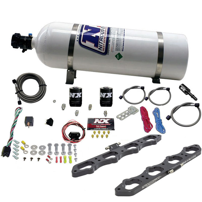 Nitrous Wet Port Plate Kit w/15lb Bottle <br> For Ford Coyote 5.0L V8