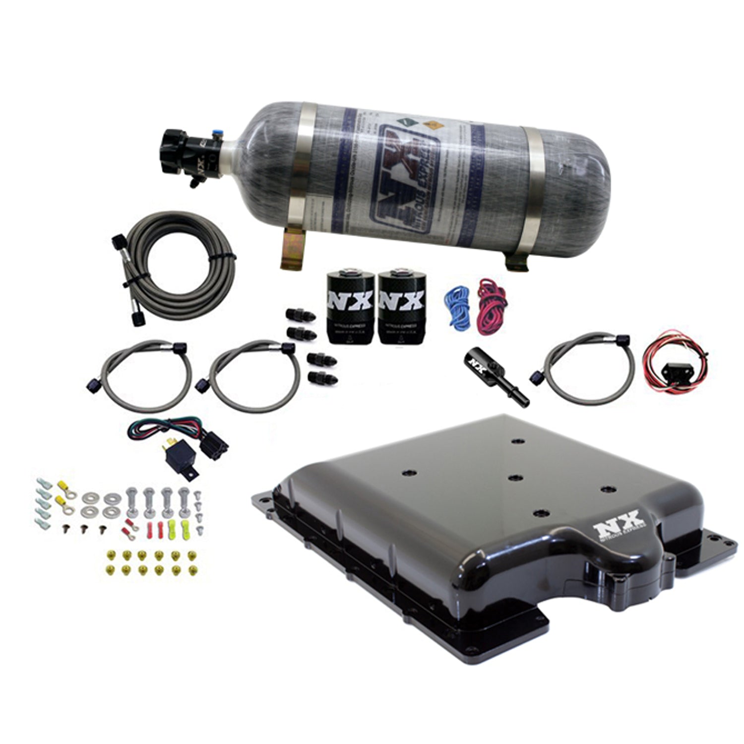 Supercharger Lid Nitrous Kit w/12lb Bottle 100-400HP <br> 15-20 Dodge Challenger Charger, Jeep Grand Cherokee
