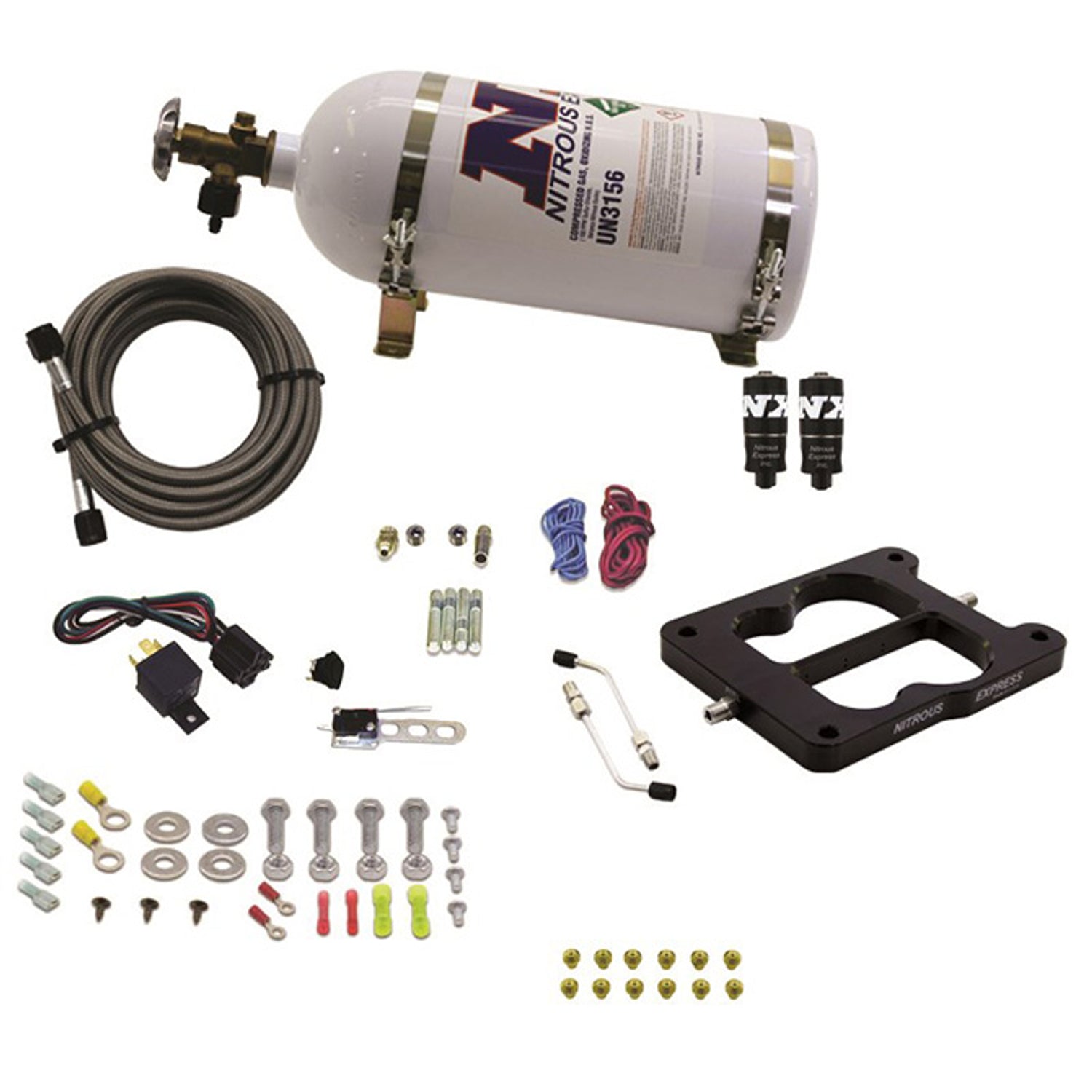 Q-Jet/Holley Spread Bore Hitman Nitrous Kit <br> 100-150-200HP w/10lb Bottle