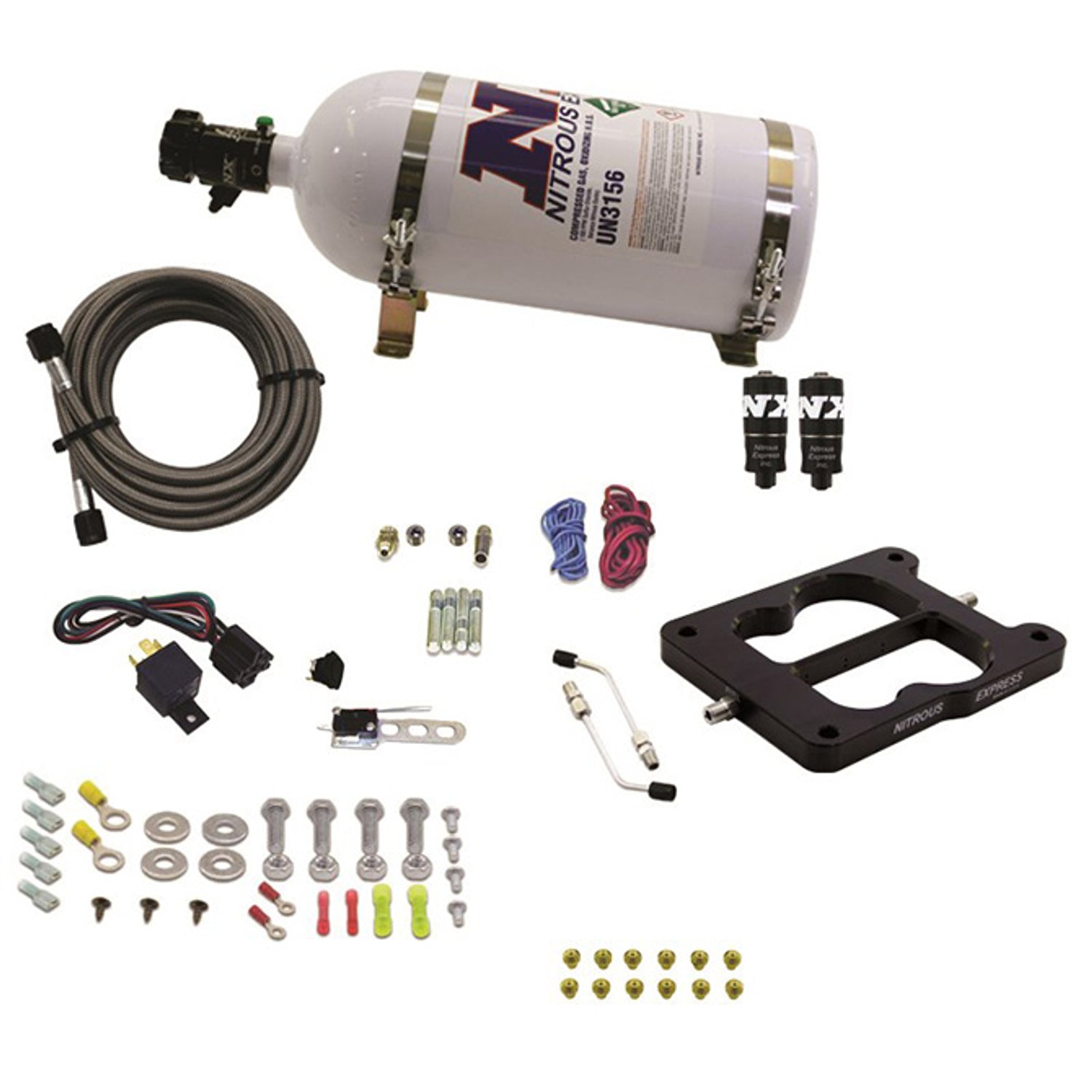 Q-Jet/Holley Spread Bore Hitman Plus Nitrous Kit <br> 50-200HP w/10lb Bottle