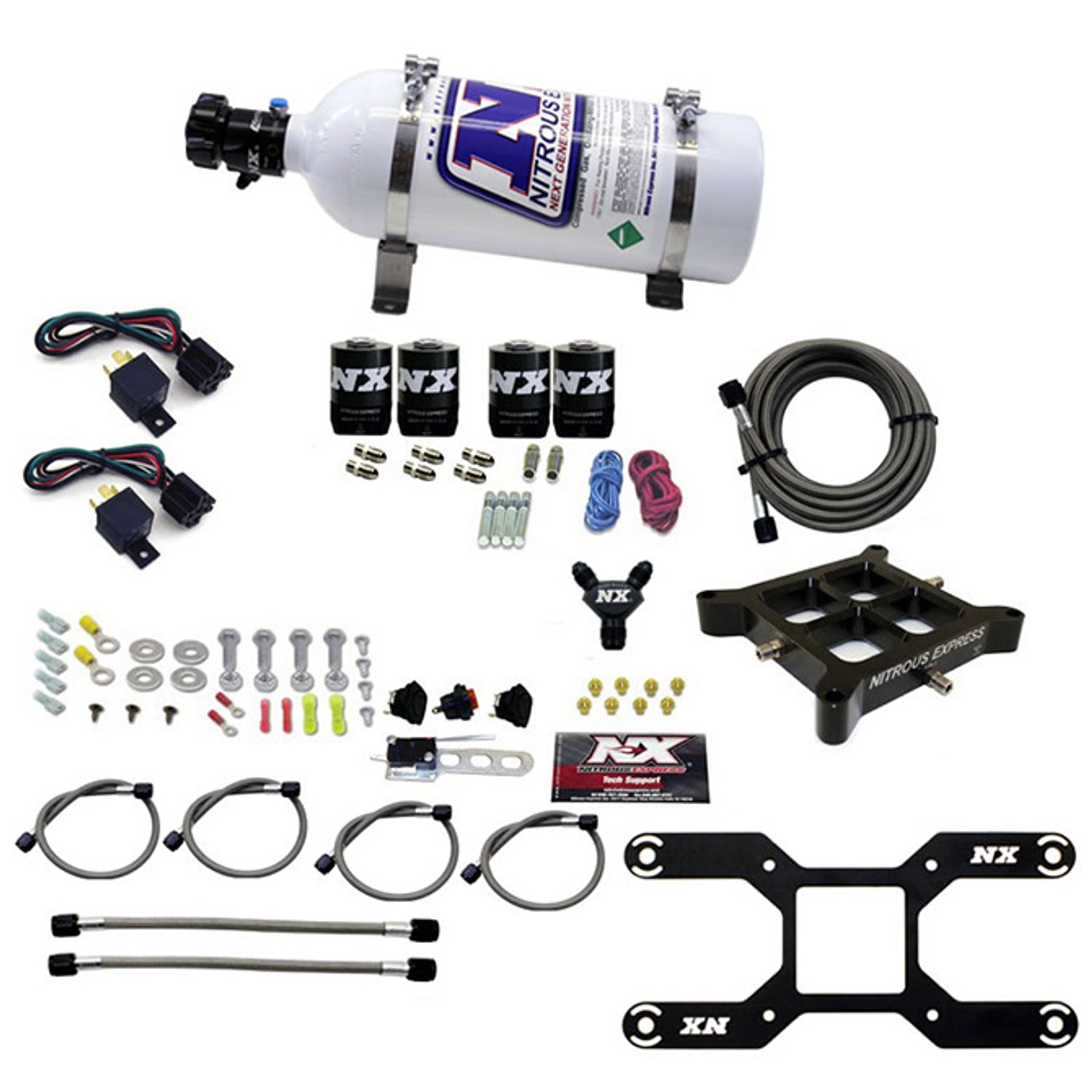 4150 Dual Stage Billet Crossbar Nitrous Ki <br> 50-300 & 100-500HP w/5lb Bottle