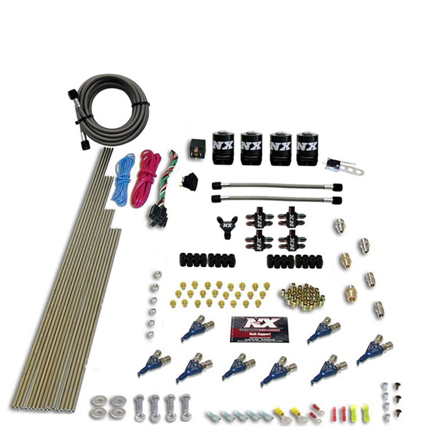 8 Cyl Piranha Direct Port 4 Solenoids Nitrous Kit <br> 200-500HP EFI Jets