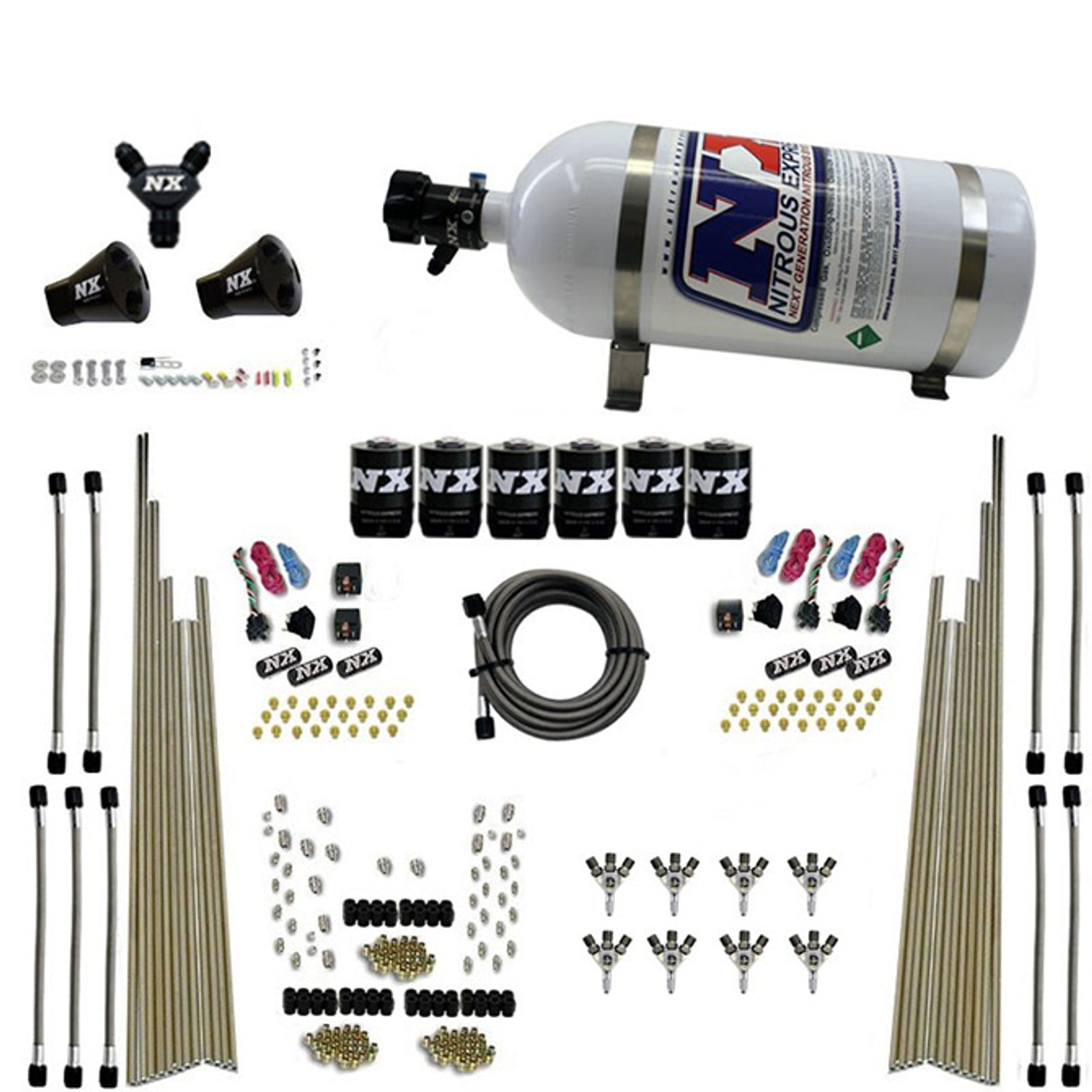 8 Cyl Triple-D Dry Direct Port Dry Nitrous Kit <br> 3 Stage 6 Solenoids w/10lb Bottle