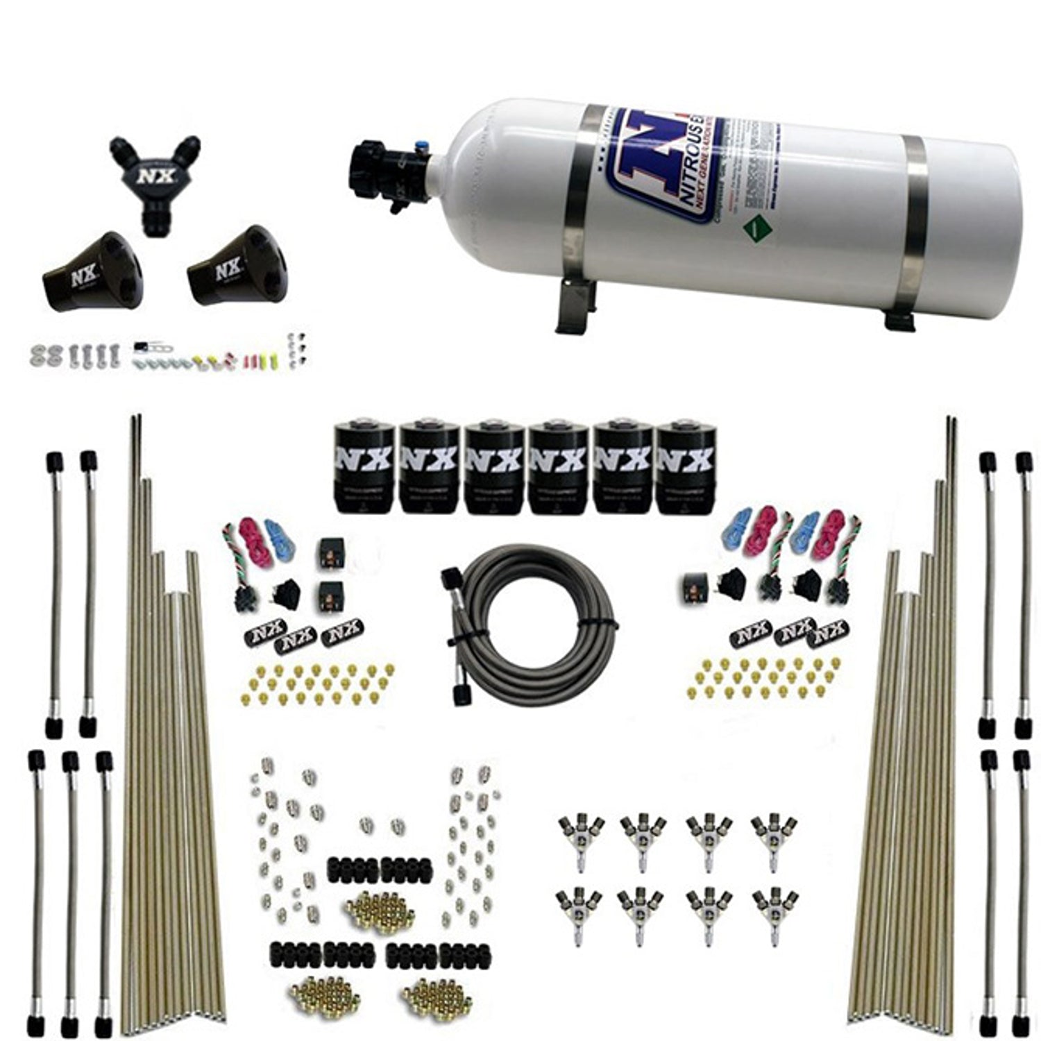 8 Cyl Triple-D Dry Direct Port Dry Nitrous Kit <br> 3 Stage 6 Solenoids w/15lb Bottle