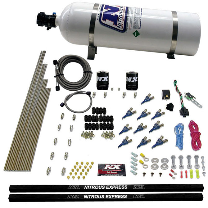 Piranha Nozzle Direct Port Nitrous Kit w/15lb Bottle <br> 250-500HP Rated