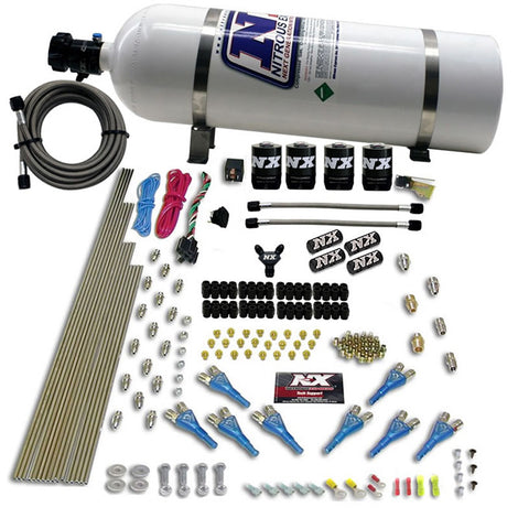 8 Cyl Shark Direct Port 4 Solenoids Nitrous Kit <br> 200-600HP w/15lb Bottle