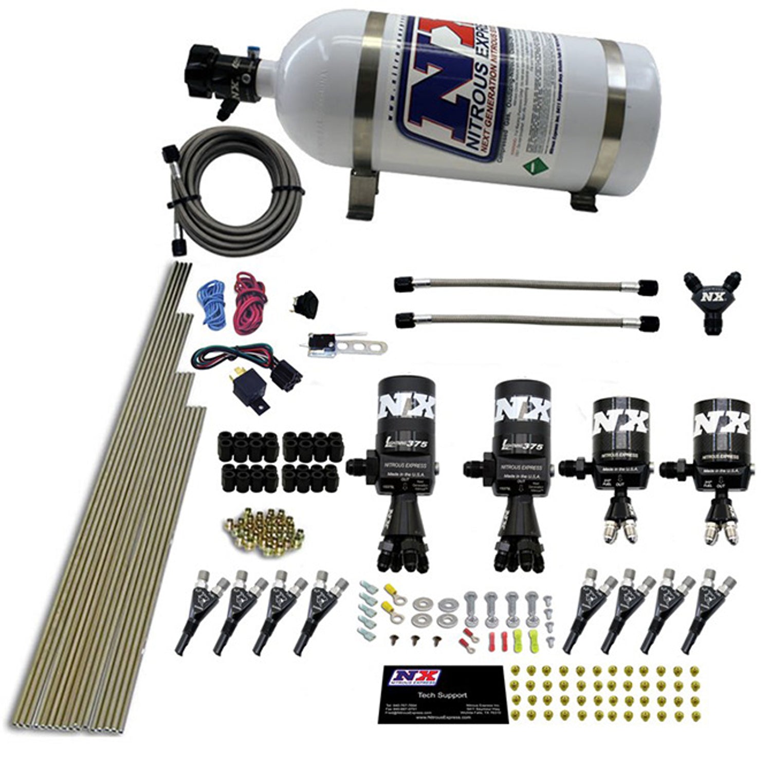 8 Cyl Shark Direct Port Nitrous Kit w/10lb Bottle <br> 200-600HP Rated