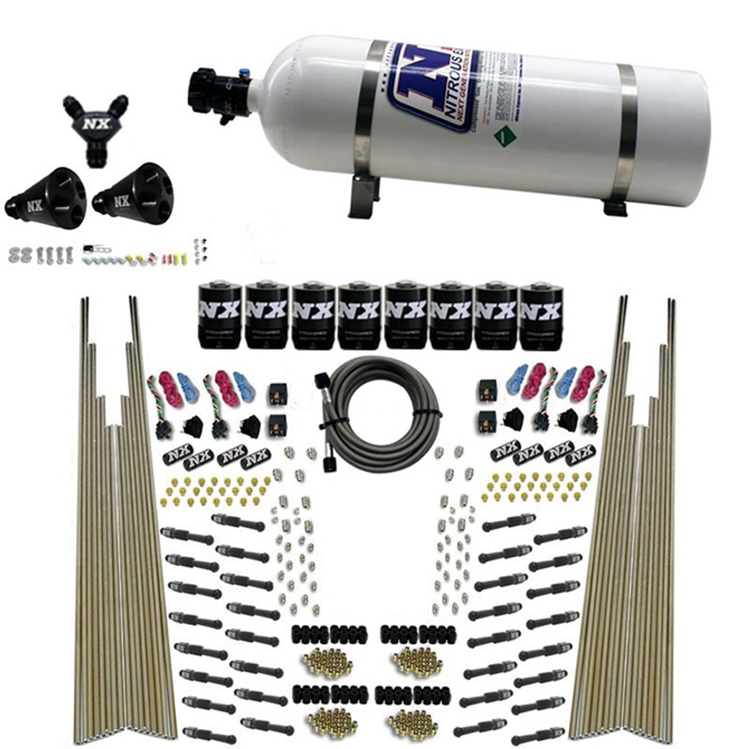 8 Cyl Dry Direct Port Four Stage Nitrous Kit <br> 200-600HP w/15lb Bottle