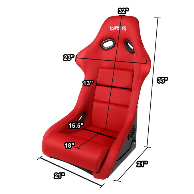 Red Fiberglass Fixed Back Bucket Racing Seat <br>Universal