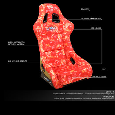 21 W X 36 H X 18 in.D ULTRA Prisma Fixed Back Bucket Racing Seat<br>Universal