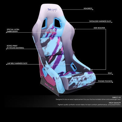 Mix Sparkled Paint Back Prisma Bucket Racing Seat <br> Overall Dimension ( in.): 22 W X 34 H X 16 D