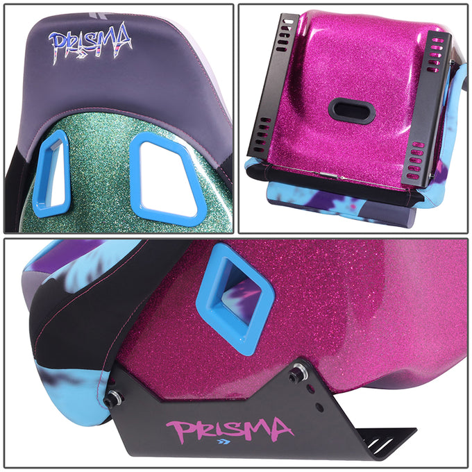 Mix Sparkled Paint Back Prisma Bucket Racing Seat <br> Overall Dimension ( in.): 22 W X 34 H X 16 D
