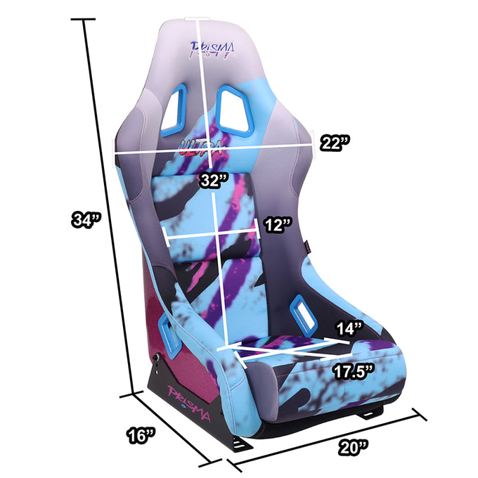 Mix Sparkled Paint Back Prisma Bucket Racing Seat <br> Overall Dimension ( in.): 22 W X 34 H X 16 D