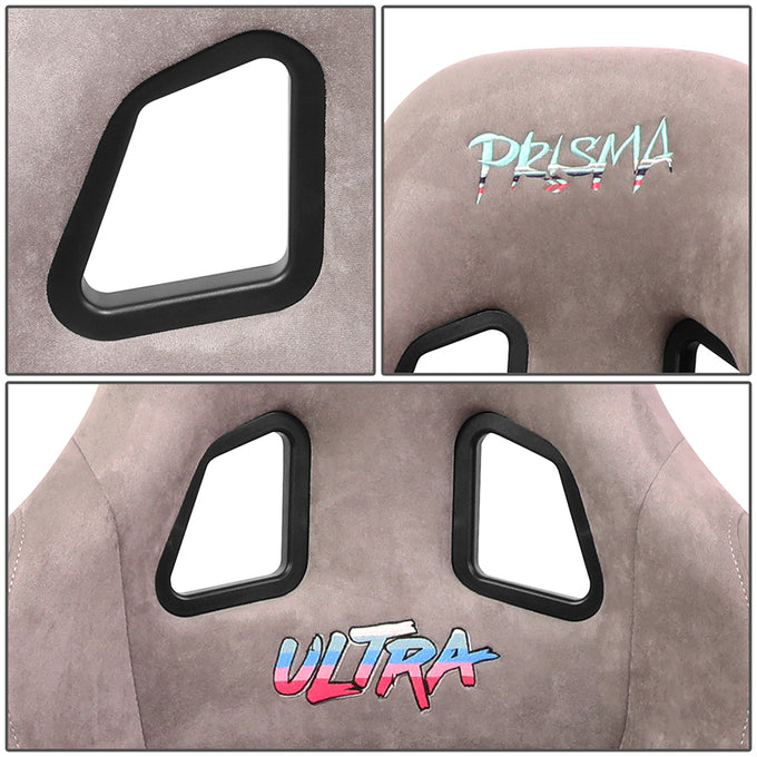 20 W X 34 H X 16 in.D ULTRA Prisma Grey Alcantara Fixed Back Racing Seat<br>Universal