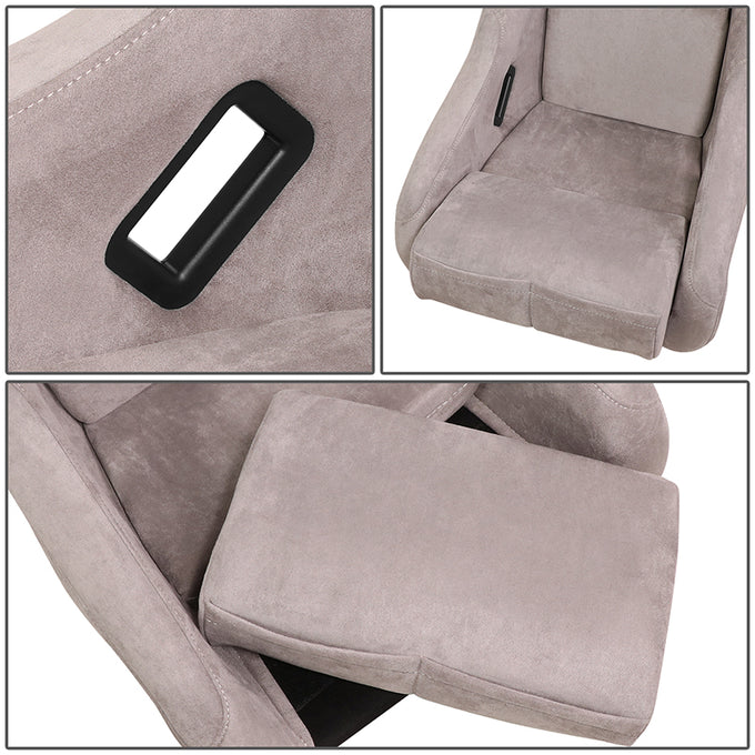 20 W X 34 H X 16 in.D ULTRA Prisma Grey Alcantara Fixed Back Racing Seat<br>Universal