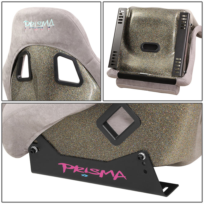 20 W X 34 H X 16 in.D ULTRA Prisma Grey Alcantara Fixed Back Racing Seat<br>Universal