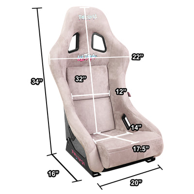 20 W X 34 H X 16 in.D ULTRA Prisma Grey Alcantara Fixed Back Racing Seat<br>Universal