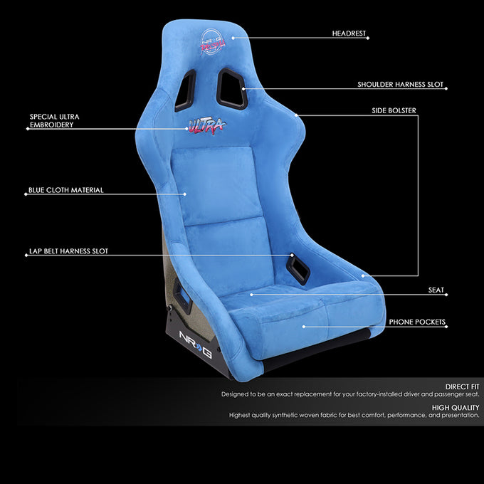 FRP Gold Mix Paint Back Prisma Bucket Racing Seat <br> Overall Dimension ( in.): 24 W X 36 H X 18 D