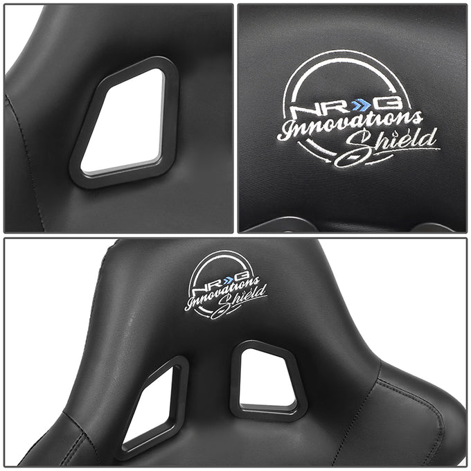 20 W X 36 H X 18.5 in.D Medium Size Black Vinyl Fixed Back Bucket Racing Seat<br>Universal