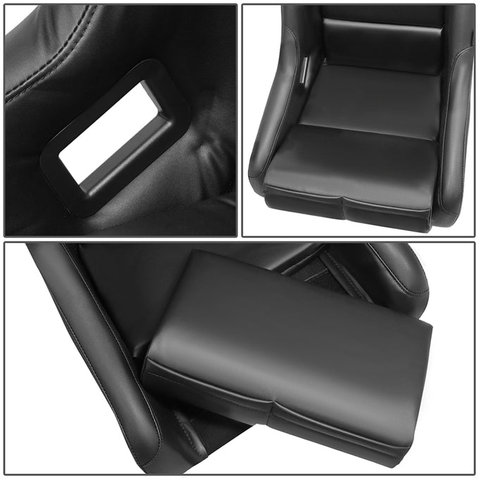 20 W X 36 H X 18.5 in.D Medium Size Black Vinyl Fixed Back Bucket Racing Seat<br>Universal