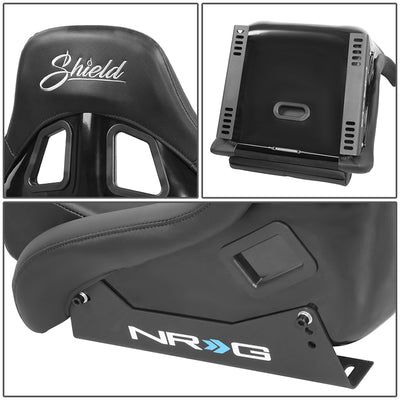 20 W X 36 H X 18.5 in.D Medium Size Black Vinyl Fixed Back Bucket Racing Seat<br>Universal