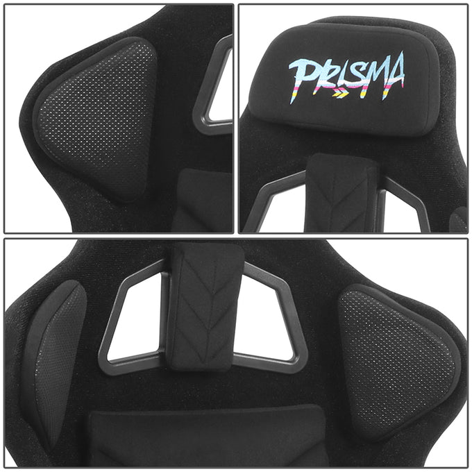 Prisma Black Sparkled Fiberglass Bucket Racing Seat <br> Oversall DImension(in.): 19 L X 18 W X 34.5 H