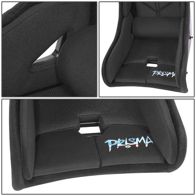 Prisma Black Sparkled Fiberglass Bucket Racing Seat <br> Oversall DImension(in.): 19 L X 18 W X 34.5 H