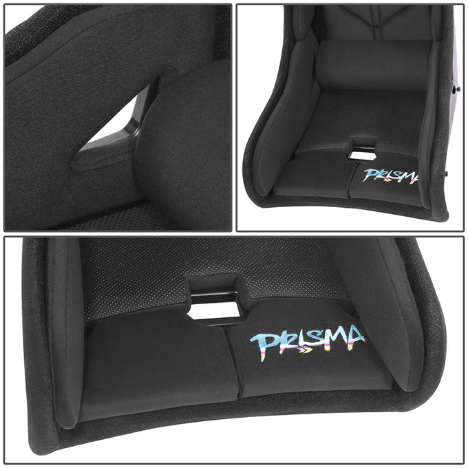 Prisma Black Sparkled Fiberglass Bucket Racing Seat <br> Oversall DImension(in.): 19 L X 18 W X 34.5 H